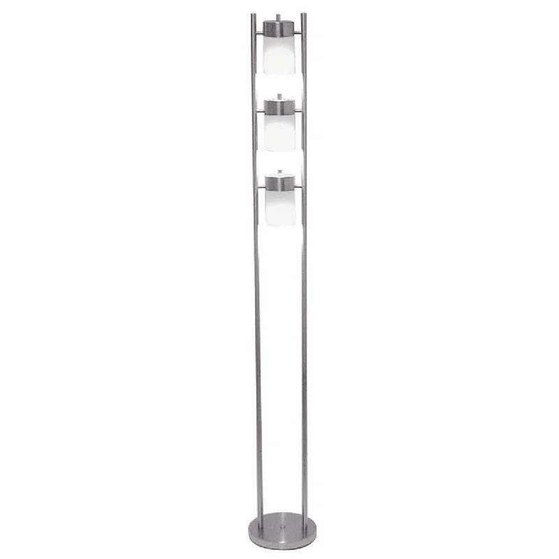 Smart Floor Lamp with Voice Control and Bluetooth ConnectivitySmart Floor Lamp with Voice Control and Bluetooth ConnectivitySilver Metal Adjustable Floor Lamp with White Acrylic Shades - 10 W x 26 D x 7 H
