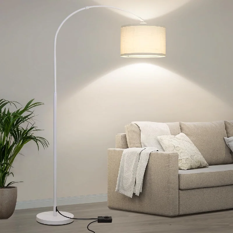 Bohemian Inspired Floor Lamp for Eclectic Home DecorBohemian Inspired Floor Lamp for Eclectic Home DecorStanding Lamp,Dimmable Arc Floor Lamp with White Adjustable Hanging Shade,Modern Pole Lamp Tall Reading Light 9W LED Bulb