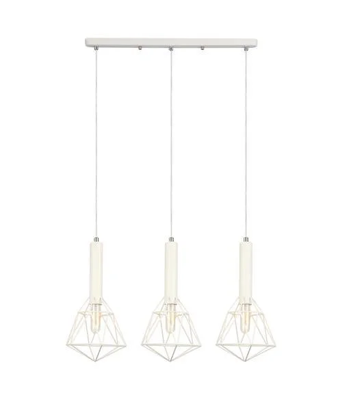 Glass Ceiling Lights with Frosted, Colored, or Etched GlassGlass Ceiling Lights with Frosted, Colored, or Etched GlassWHITEBAND White Iron Cage 3 Light Bar Pendant - WHITEBAND1X3