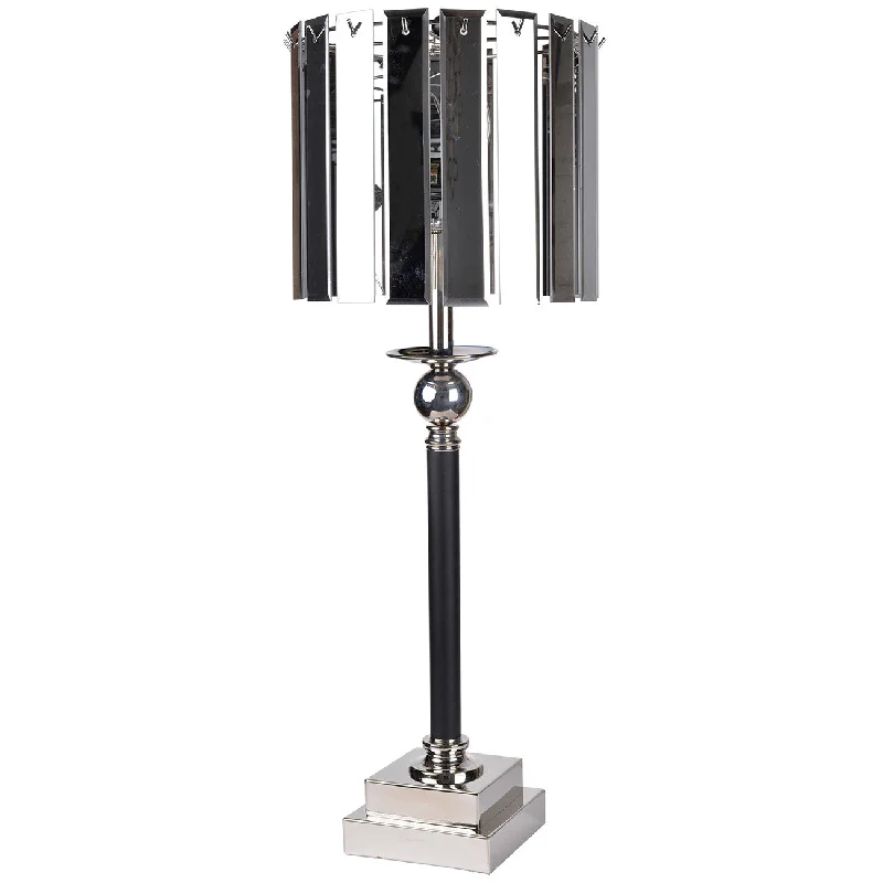 wooden table lamps with natural grain for a warm and organic feelwooden table lamps with natural grain for a warm and organic feelA&B Home Cabrini Lamp With Smoked Glass Shade