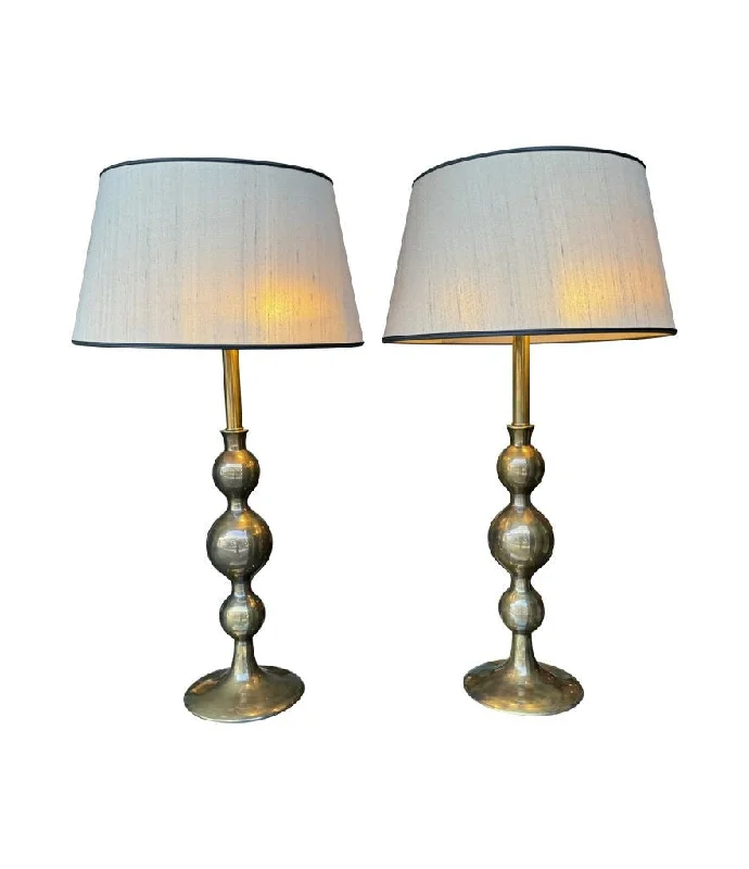 asian inspired table lamps with bamboo accents for a zen atmosphereasian inspired table lamps with bamboo accents for a zen atmosphereA pair of large Italian 1970s solid brass lamps with orignal satin shades