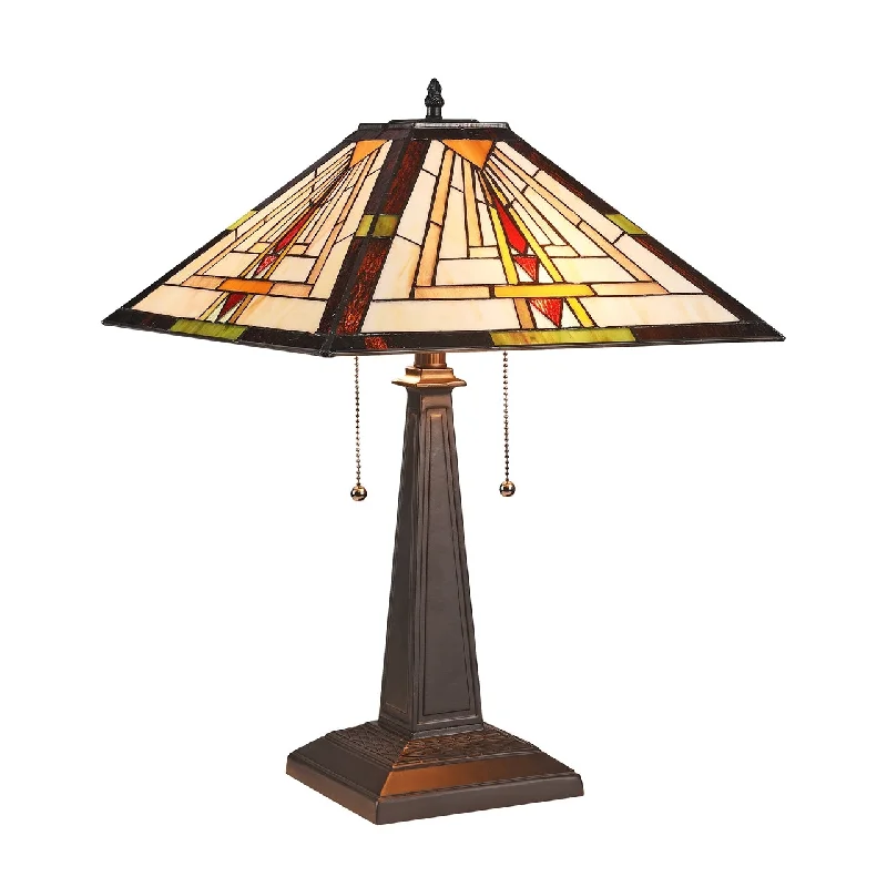 industrial style table lamps with exposed bulbs for loft apartmentsindustrial style table lamps with exposed bulbs for loft apartmentsChloe Lighting CH3T176IM16-TL2 Norman Mission 2 Light Tiffany-Style Blackish Bronze Table Lamp 16" Wide