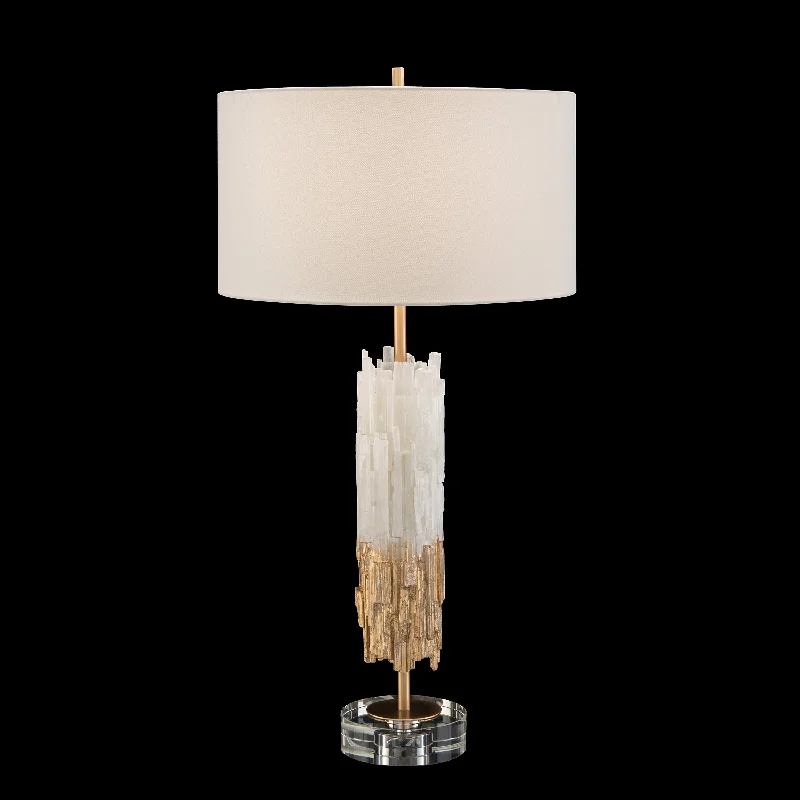 leather table lamps with a distressed texture for a rugged charmleather table lamps with a distressed texture for a rugged charmGold Leaf Selenite Table Lamp