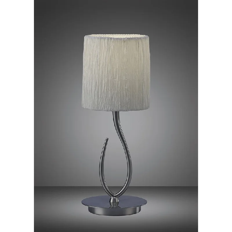 fabric table lamps with a linen shade for a relaxed and breathable lookfabric table lamps with a linen shade for a relaxed and breathable lookMantra M3702 Lua Table Lamp 1 Light Satin Nickel