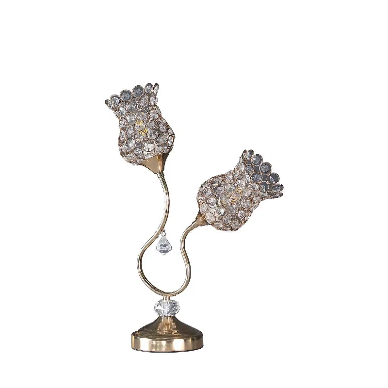 bohemian table lamps with colorful patterns for eclectic bedroomsbohemian table lamps with colorful patterns for eclectic bedroomsMetal Table Lamp With Floral Trumpet Shade And Crystal Accents, Gold By Benzara