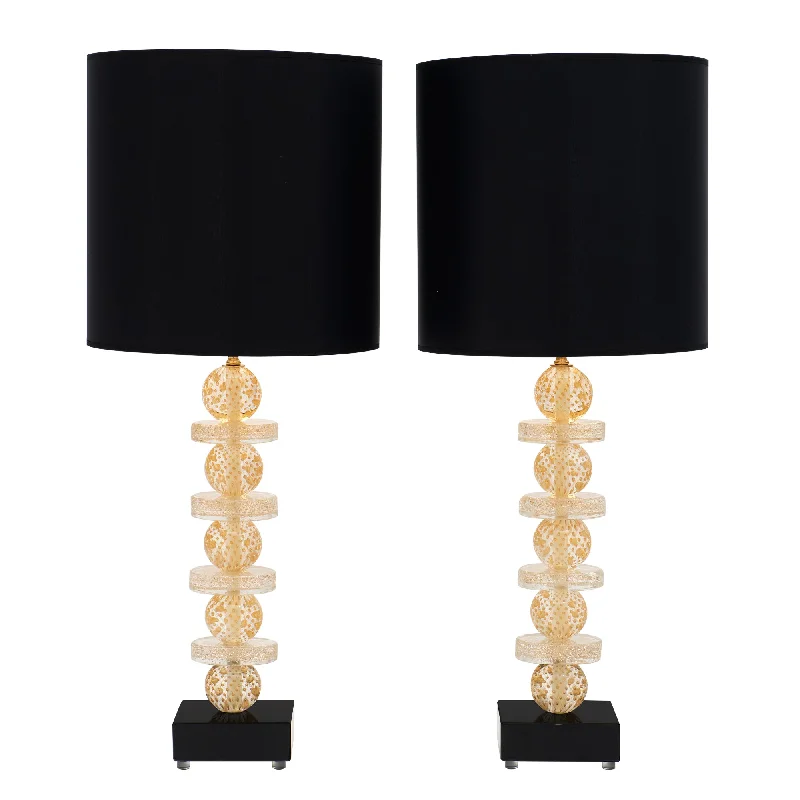 leather table lamps with a distressed texture for a rugged charmleather table lamps with a distressed texture for a rugged charmMurano Glass Gold and Black Lamps