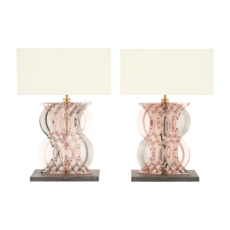crystal table lamps with dazzling prisms for a glamorous effectcrystal table lamps with dazzling prisms for a glamorous effectMurano Glass Ridged Pink and Gray Lamps