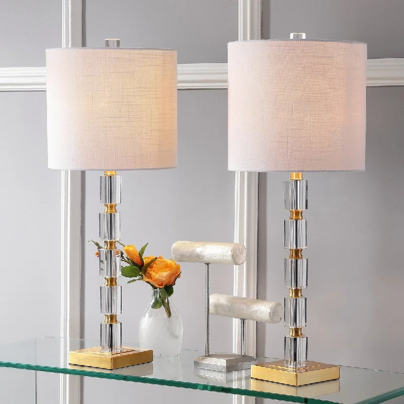 art deco table lamps with geometric shapes for a retro touchart deco table lamps with geometric shapes for a retro touchNala 28.5" Crystal LED Table Lamp, Clear/Brass (Set of 2) by JONATHAN Y
