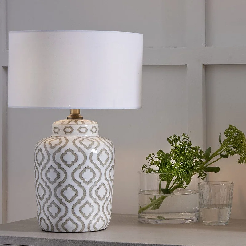 glass table lamps with a frosted surface for soft light diffusionglass table lamps with a frosted surface for soft light diffusionCelia Taupe and White Pattern Ceramic Table Lamp - Base Only