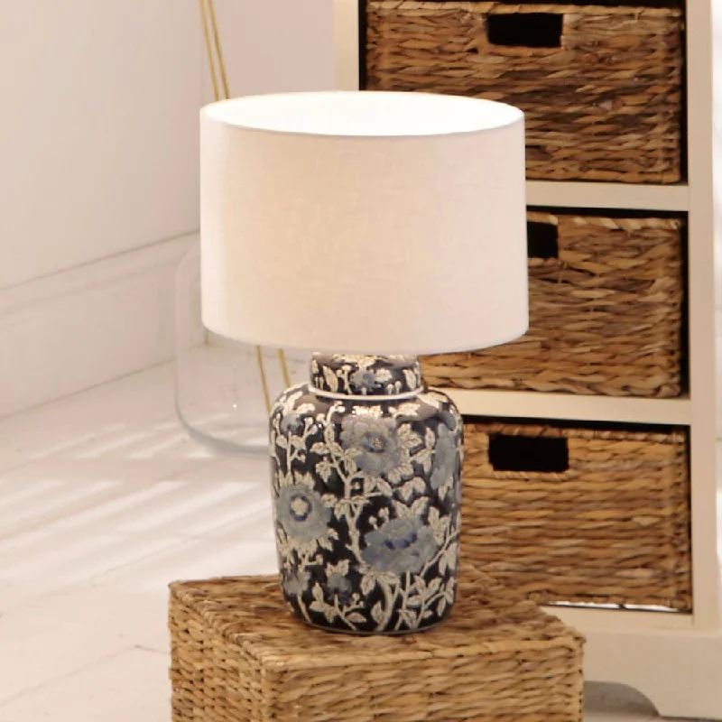 rustic farmhouse table lamps for cozy kitchensrustic farmhouse table lamps for cozy kitchensFleur Blue Floral Ceramic Table Lamp - Base Only