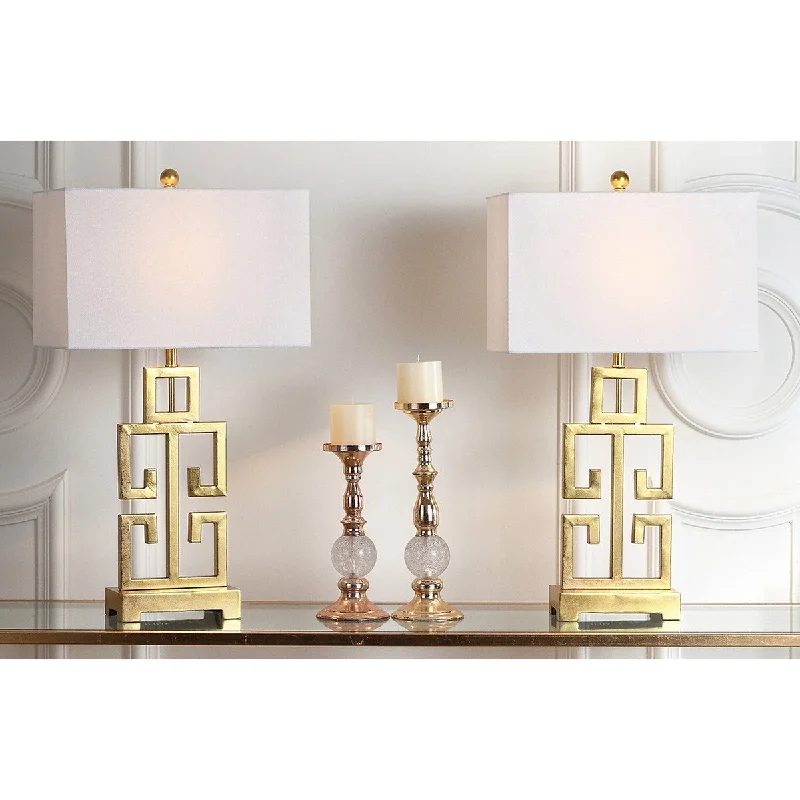 fabric table lamps with a linen shade for a relaxed and breathable lookfabric table lamps with a linen shade for a relaxed and breathable lookSAFAVIEH Lighting Chantelle Greek Antiqued Gold 29-inch Table Lamp (Set of 2) - 16Wx9Dx29H